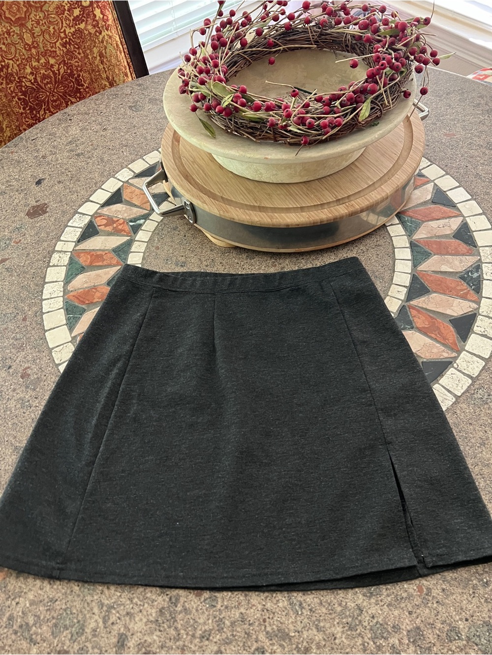 Classic Charcoal Black A-Line Skirt Women's L FALL Basic